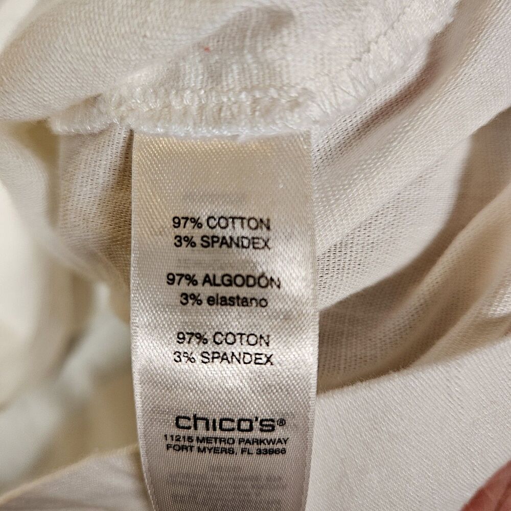 Chicos White Cotton Blend Drawstring Jacket Outdoors Classic Coastal Size 3 READ - Picture 7 of 10